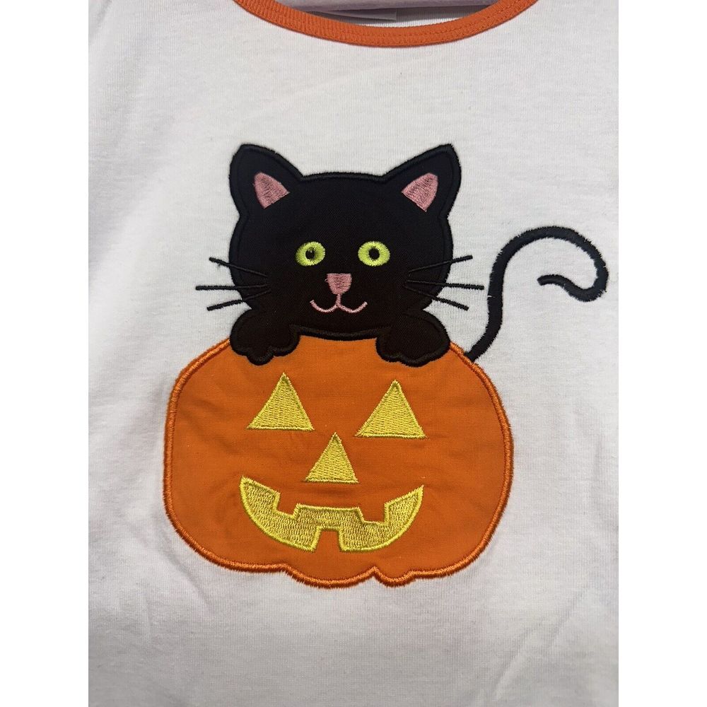 BNWT Ann Loren Halloween Black Cat In Pumpkin Dress Pants Set Girls Size 11/12 - Picture 5 of 8